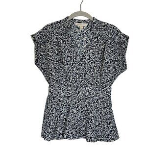 Monteau LA Women's Floral  CapTop in Blue / White - Size Medium